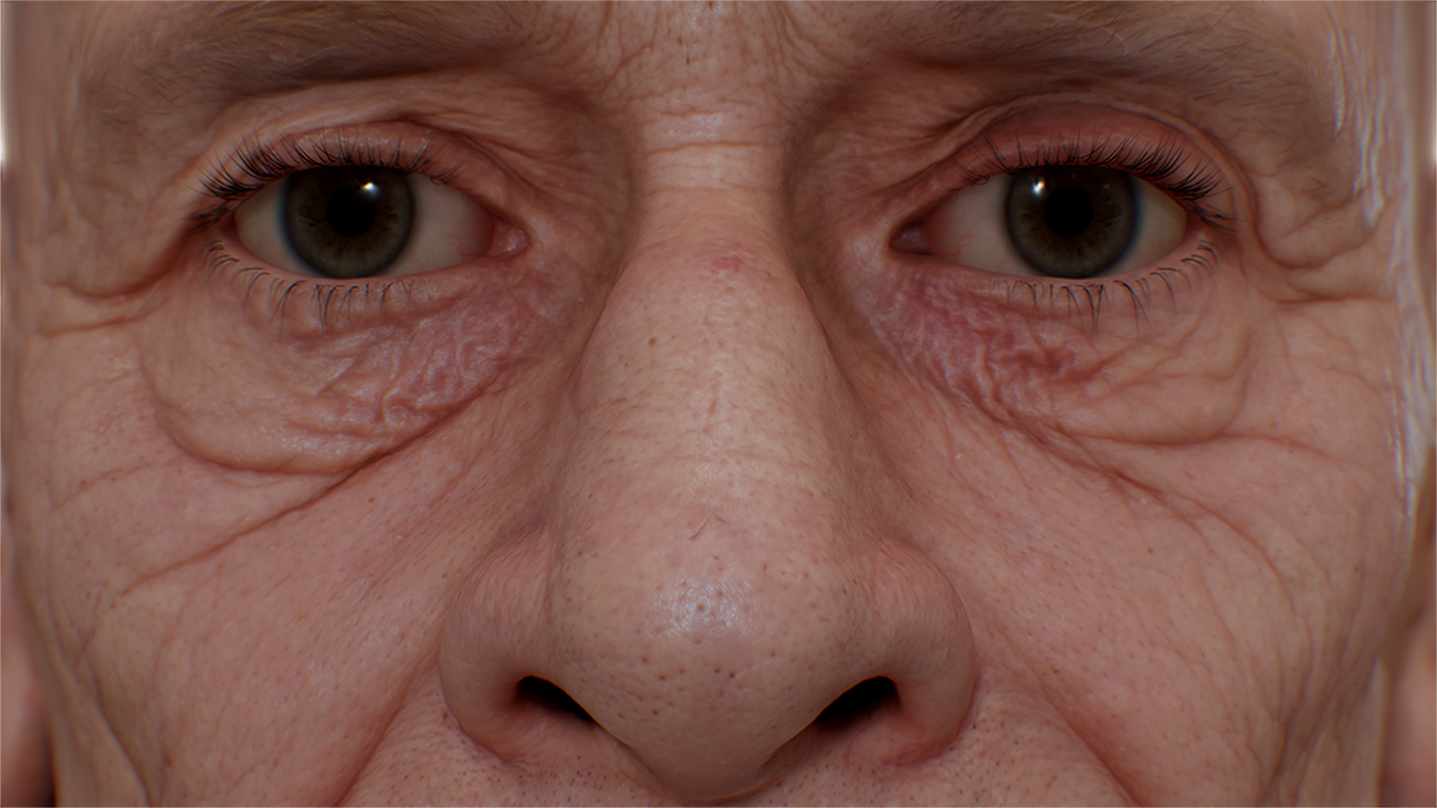 Marmoset render aged male 3d model scan